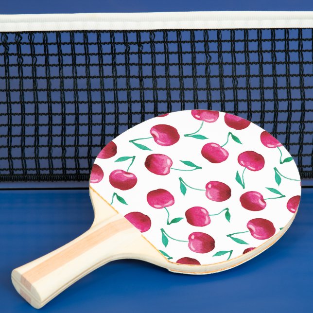 Watercolor Cherry Pattern Ping Pong Paddle (Insitu)
