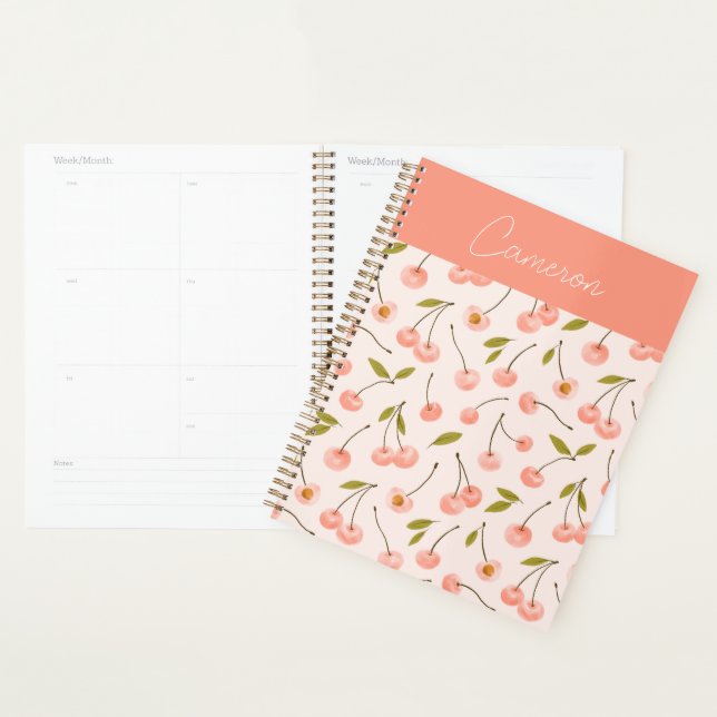 Watercolor Cherry Pattern Planner (Display)