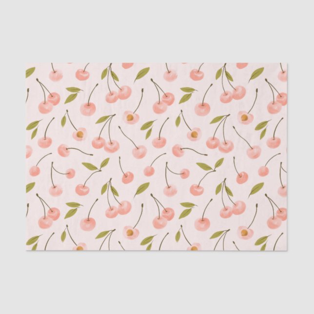 Watercolor Cherry Pattern Tissue Paper (Front)