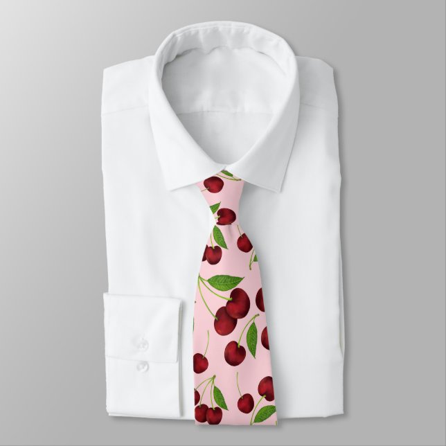 Watercolor Cherry Tie (Tied)