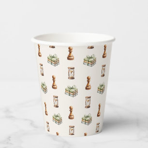 Watercolor Chess Pattern Boy First Birthday Paper Cups