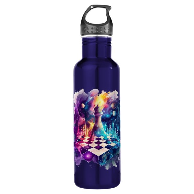 Watercolor Chess Piece Board 710 Ml Water Bottle (Front)