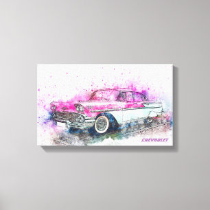 Watercolor Chevrolet Vintage Canvas Print