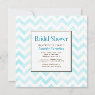Watercolor Chevron Bridal Shower Invitation (blue)