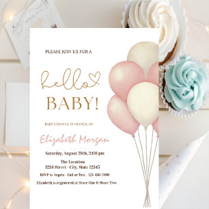 Watercolor Chic Balloons Baby Shower Invitation
