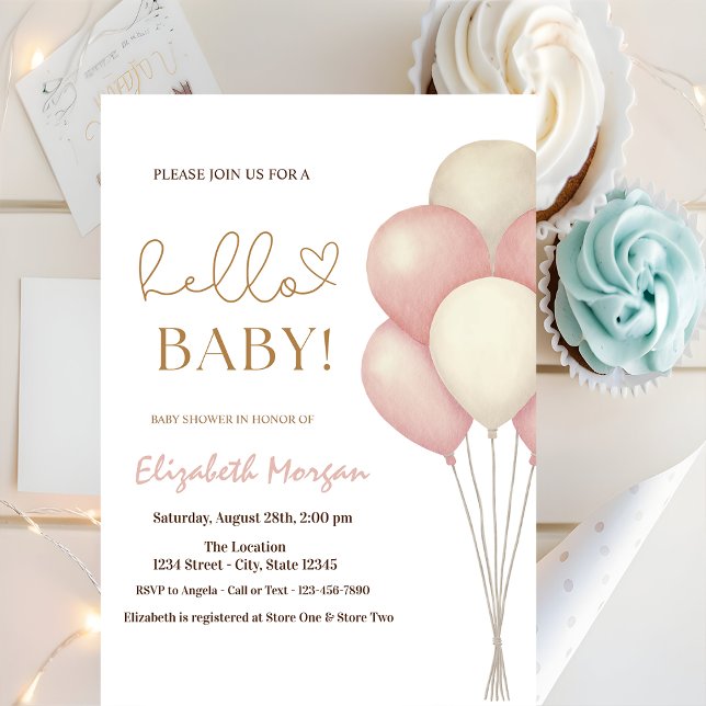 Watercolor Chic Balloons Baby Shower  Invitation (Creator Uploaded)