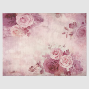 Watercolor chic burgundy and blush French roses  Tissue Paper
