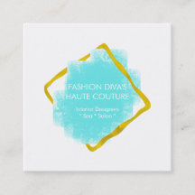 Watercolor chic gold aqua blue frame modern