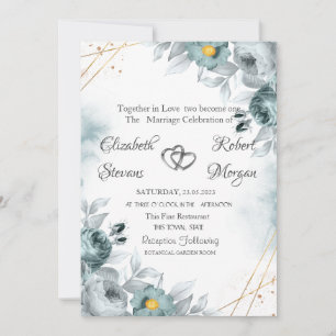 Watercolor Chic Mint Green Roses Invitation