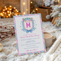 Watercolor Chic Ski Monogram Crest Party