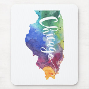 Watercolor Chicago Mouse Pad