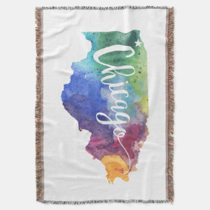 Watercolor Chicago Throw Blanket