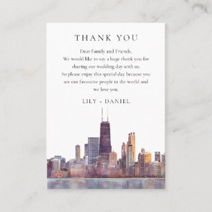 Watercolor Chicago Wedding Thank You Place Card