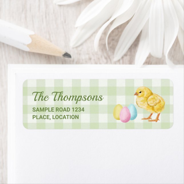 Watercolor Chick And Eggs On Green With Text (Insitu)