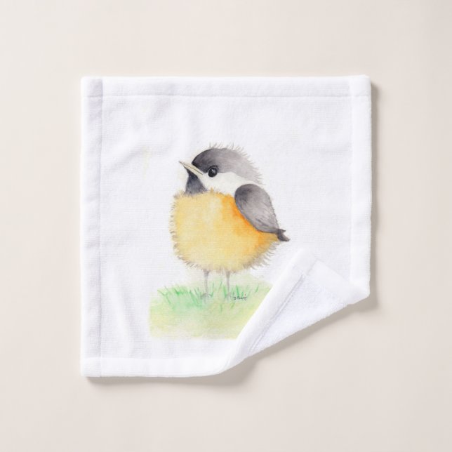 Watercolor Chickadee Bath Towel Set (Wash Cloth)