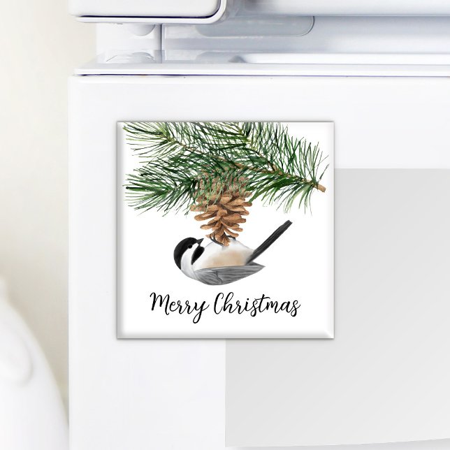 Watercolor Chickadee Pine Cone Winter Christmas  Magnet (Creator Uploaded)