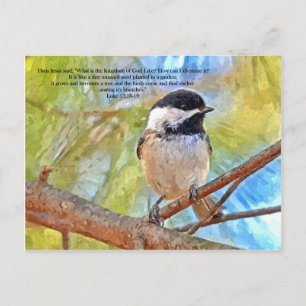 Watercolor Chickadee with Bible Verse Postcard
