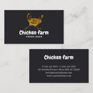 watercolor chicken black white Fresh egg farm Business Card