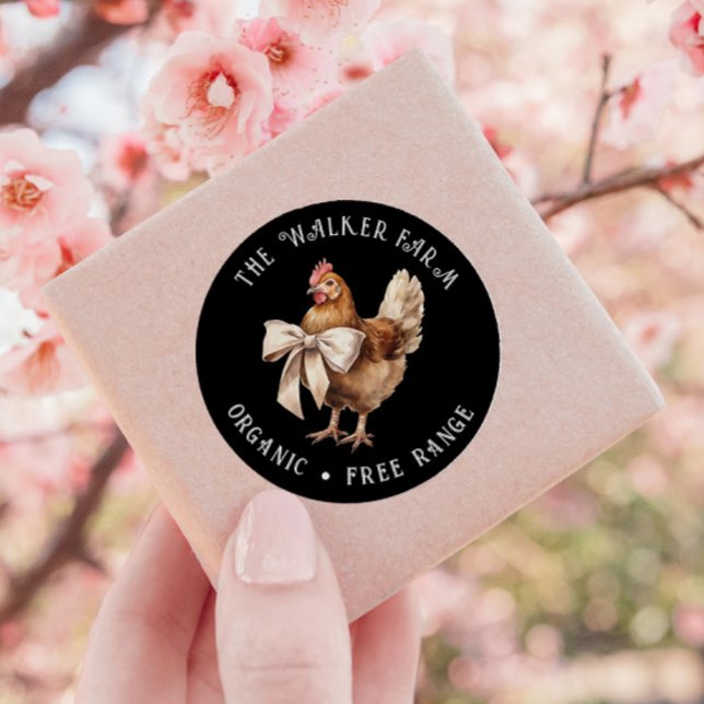 Watercolor Chicken Bow Family Farm Classic Round Sticker (Creator Uploaded)