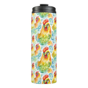 Watercolor Chickens  Thermal Tumbler