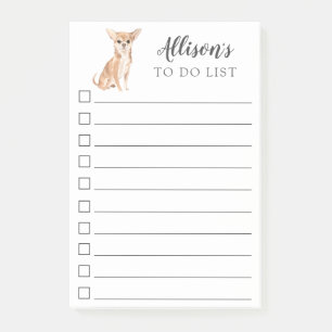 Watercolor Chihuahua Dog Personalised To Do List Post-it Notes