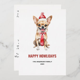 Watercolor Chihuahua Happy Howlidays