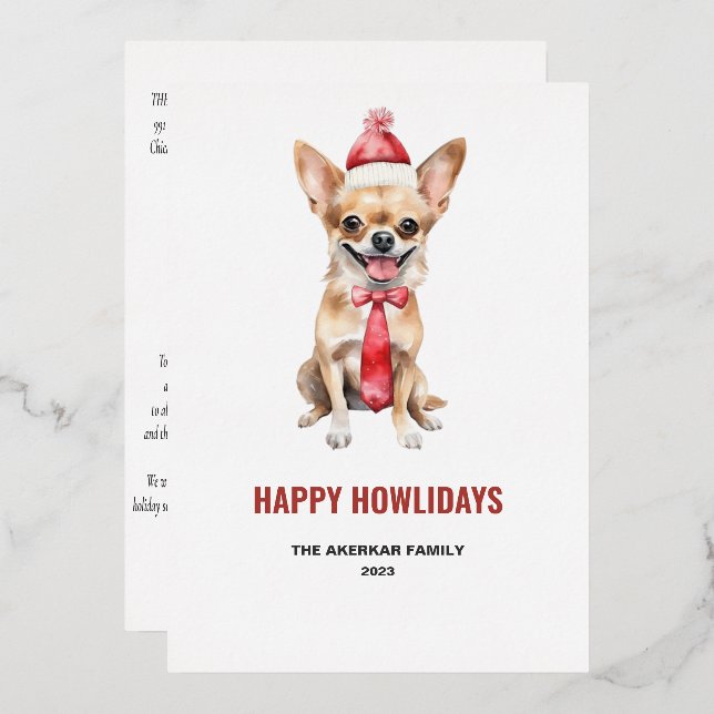 Watercolor Chihuahua Happy Howlidays (Front/Back)