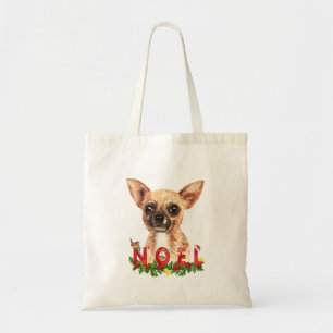 Watercolor Chihuahua Noel Christmas Tote Bag