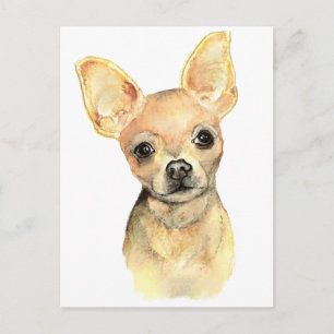 Watercolor Chihuahua, Pet Dog Animal Postcard