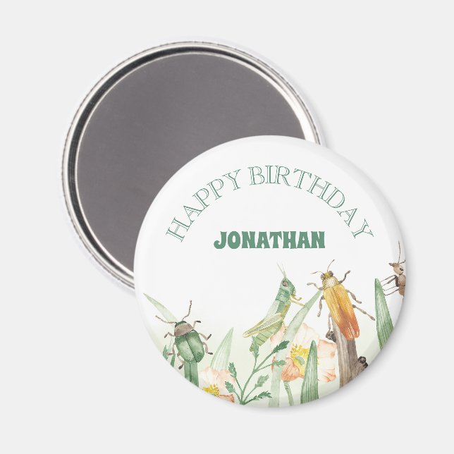 Watercolor Child's Bug Insect Birthday Magnet (Front/Back)