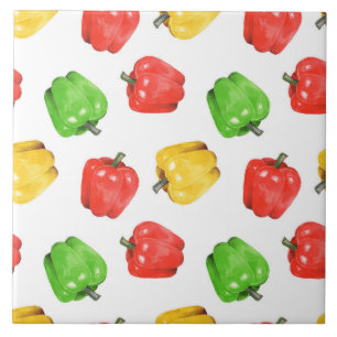 Watercolor Chilli Peppers Pattern  Tile