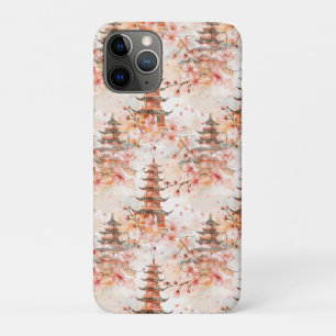 Watercolor Chinese Pagoda with Cherry Blossoms (1) Case-Mate iPhone Case