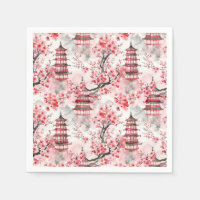 Watercolor Chinese Pagoda with Cherry Blossoms (9)