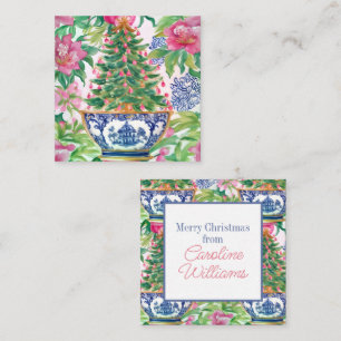 Watercolor Chinoiserie Christmas Tree Enclosure Card