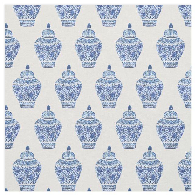 Watercolor Chinoiserie Ginger Jar Fabric (Swatch)