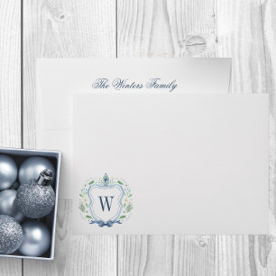 Watercolor Chinoiserie Ginger Jar Monogram Crest Envelope