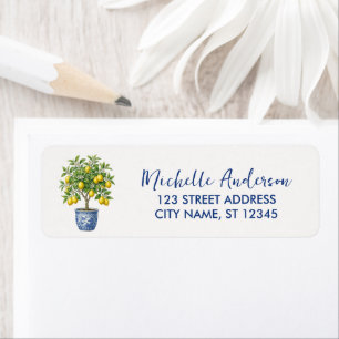 Watercolor Chinoiserie Lemon Tree Return Address