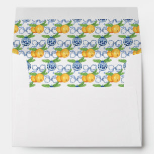 Watercolor Chinoiserie Mandarins Christmas Address Envelope
