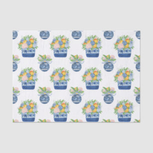 Watercolor Chinoiserie Mandarins & Hydrangeas Tissue Paper