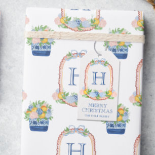 Watercolor Chinoiserie Mandarins Monogram Crest Gift Tags
