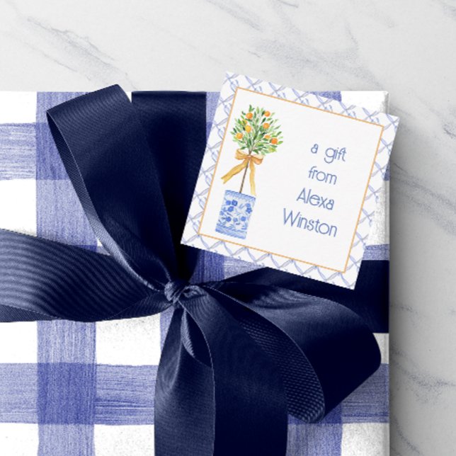 Watercolor Chinoiserie Orange Tree Topiary Card (Creator Uploaded)