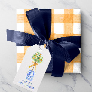 Watercolor Chinoiserie Orange Tree Topiary Gift Tags