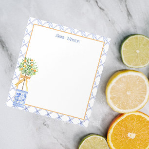 Watercolor Chinoiserie Orange Tree Topiary Notepad