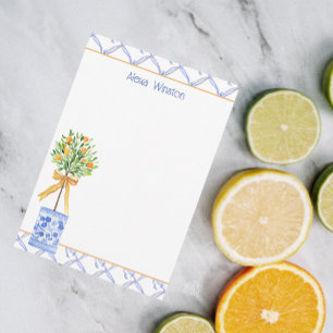 Watercolor Chinoiserie Orange Tree Topiary Thank You Card