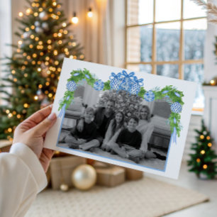 Watercolor Chinoiserie Ornaments Garland Christmas Holiday Card