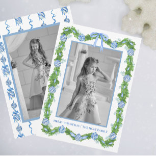 Watercolor Chinoiserie Ornaments Garland Christmas Holiday Card