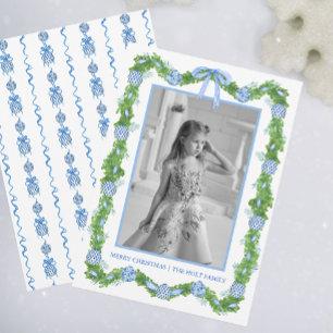 Watercolor Chinoiserie Ornaments Garland Christmas Holiday Card