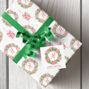 Watercolor Chinoiserie Wreath Christmas Enclosure Card