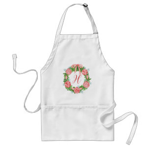 Watercolor Chinoiserie Wreath Christmas Standard Apron