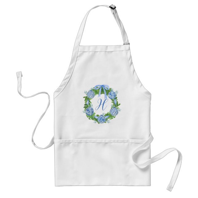Watercolor Chinoiserie Wreath Christmas Standard Apron (Front)